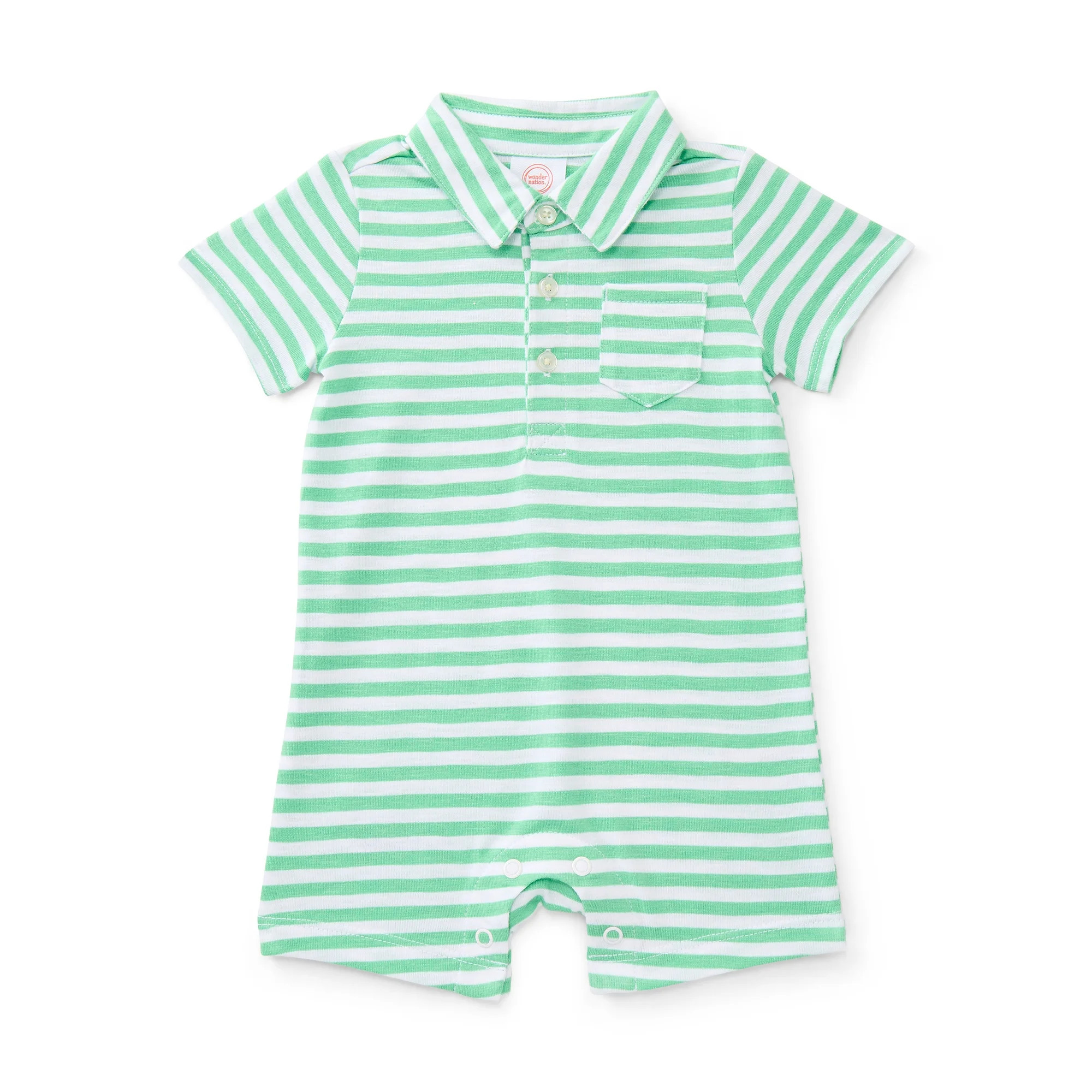 Wonder Nation Baby Boys' Polo Shortie Romper with Short Sleeves, Sizes 0/3M-24M | Walmart (US)