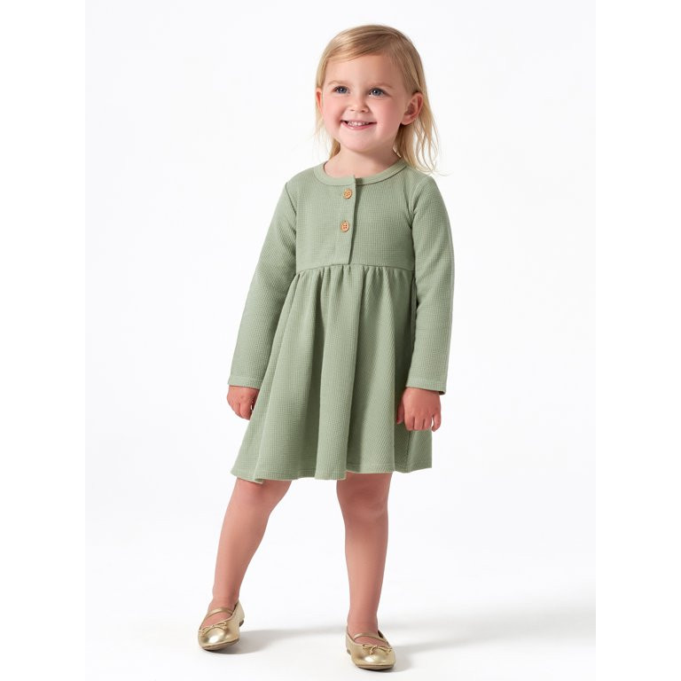 Modern Moments by Gerber Baby Girl Waffle Long Sleeve Dress & Diaper Cover Outfit Set, 2 Piece, S... | Walmart (US)
