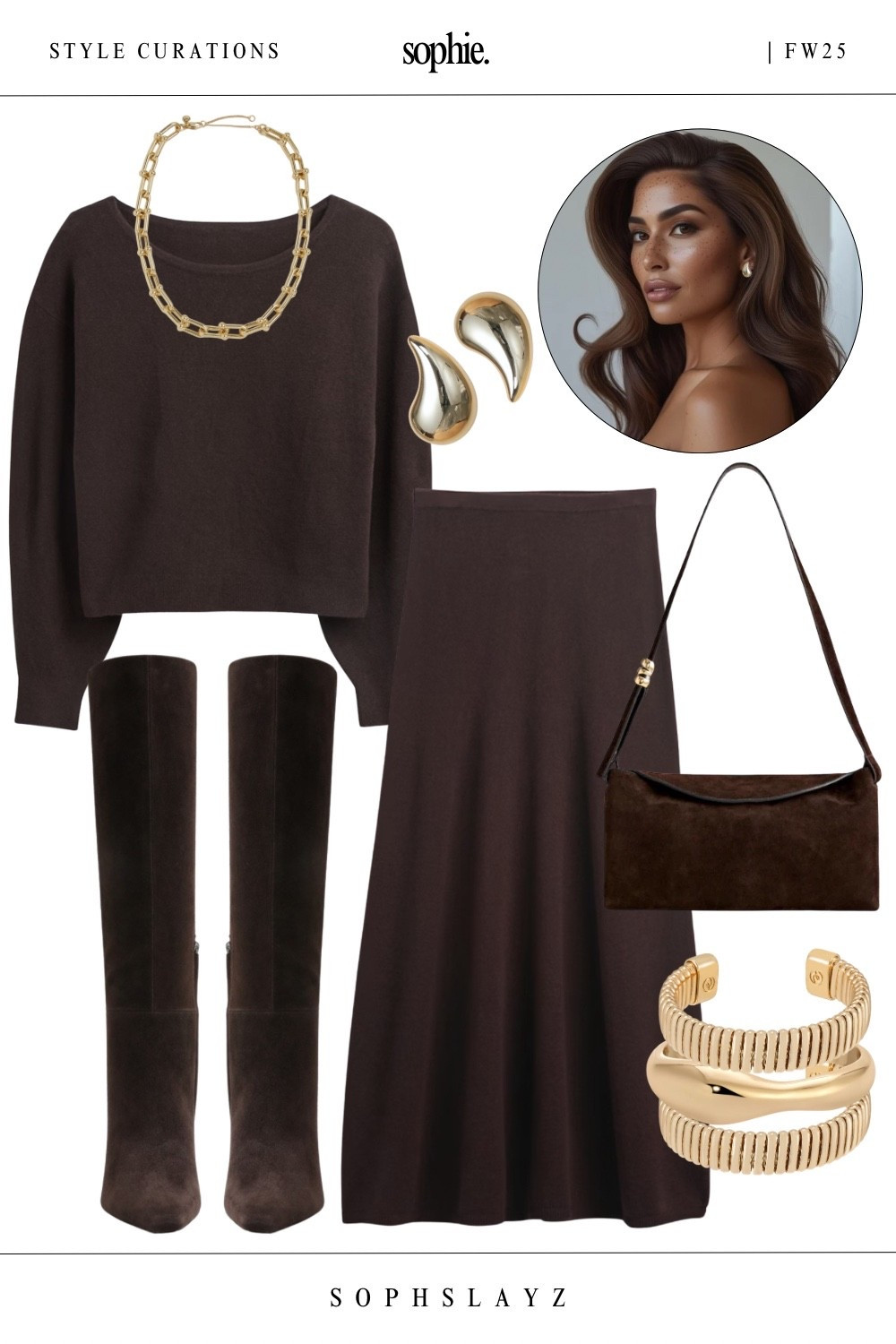 This look: chocolate brown knit sweater, brown maxi skirt, suede tall boots, gold bracelet stack, suede shoulder bag.
The richness of espresso, styled to sip slowly.
A warm, polished option for cozy dinners, coffee runs or everyday chic.
🔎 tonal brown outfit, brown sweater set, matching set, knit set, two piece set, fall casual outfit, winter casual outfit, gold jewelry styling, suede knee boots, chic fall outfit, monochrome neutrals


#LTKootd
