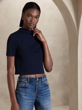 Refined Cotton Cropped Top | Banana Republic (US)