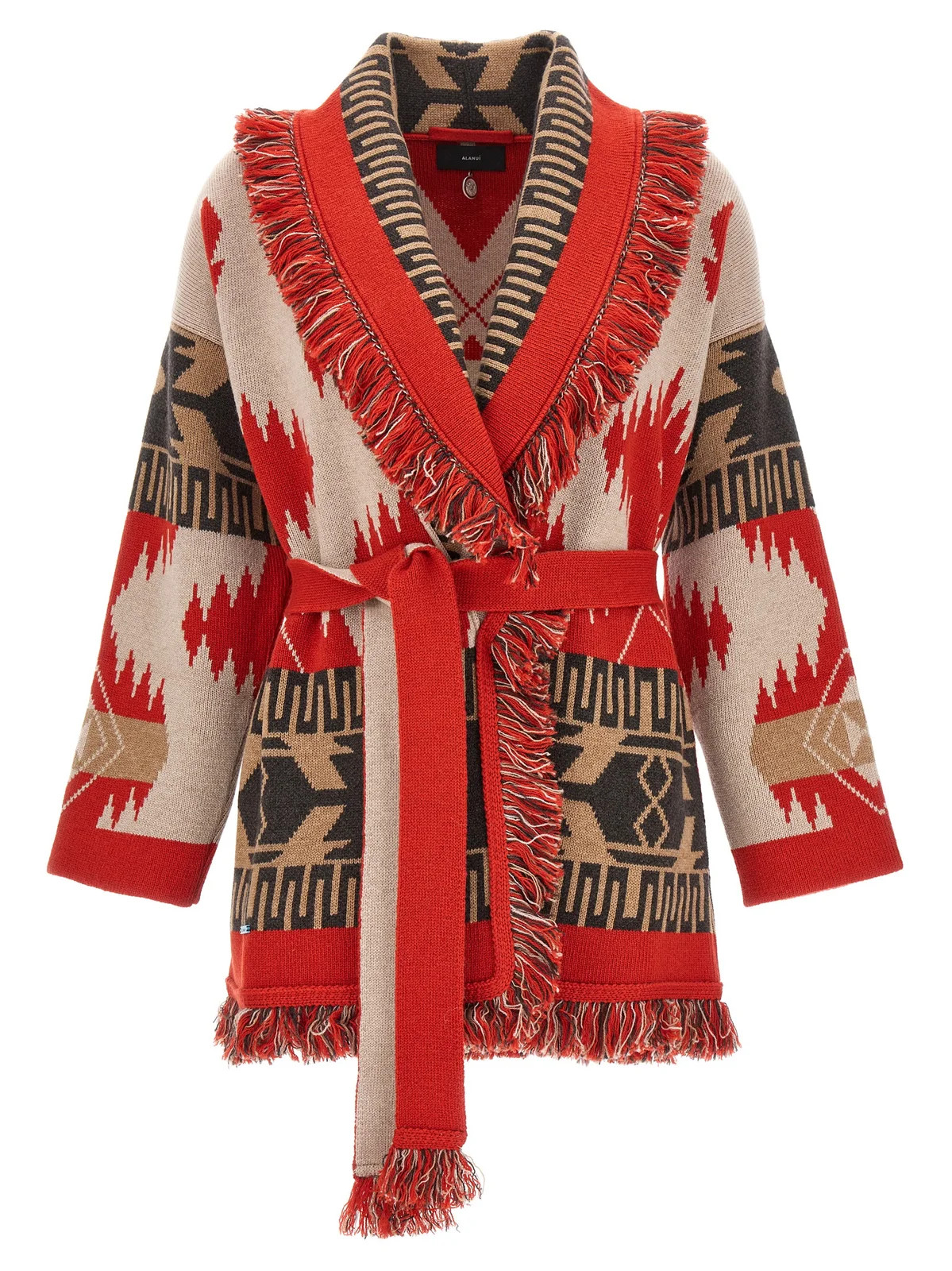 Alanui Icon Jacquard Belted Fringed Cardigan | Cettire Global