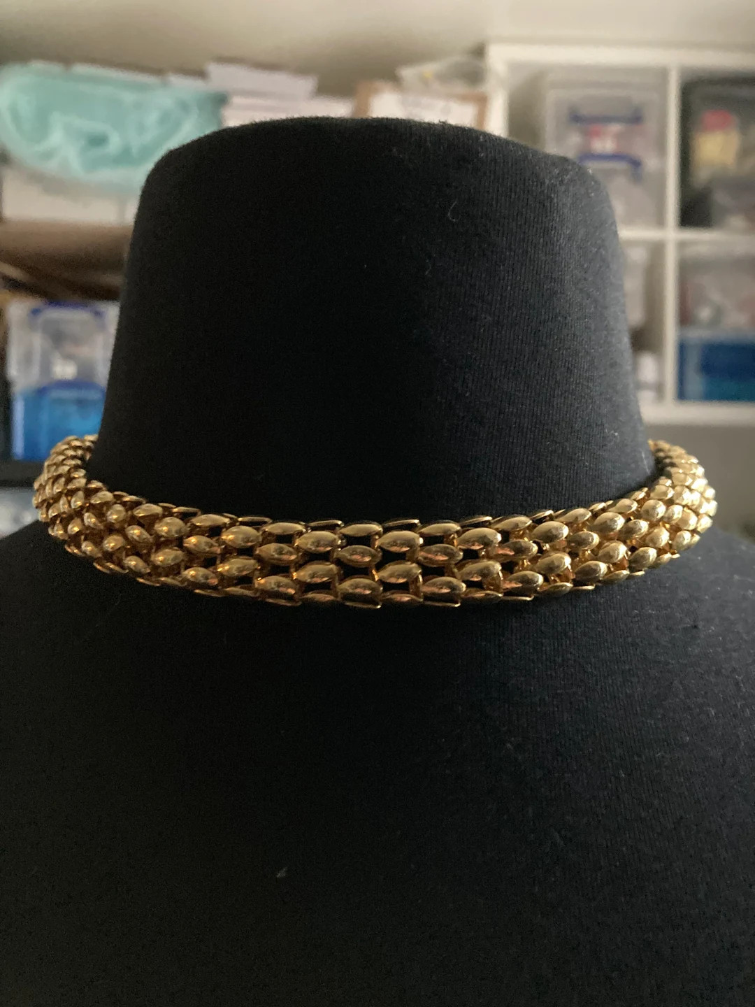 Retro Gold Tone Woven Panther Link Collar Choker Necklace Oversized Spring Ring Clasp - Etsy UK | Etsy (UK)