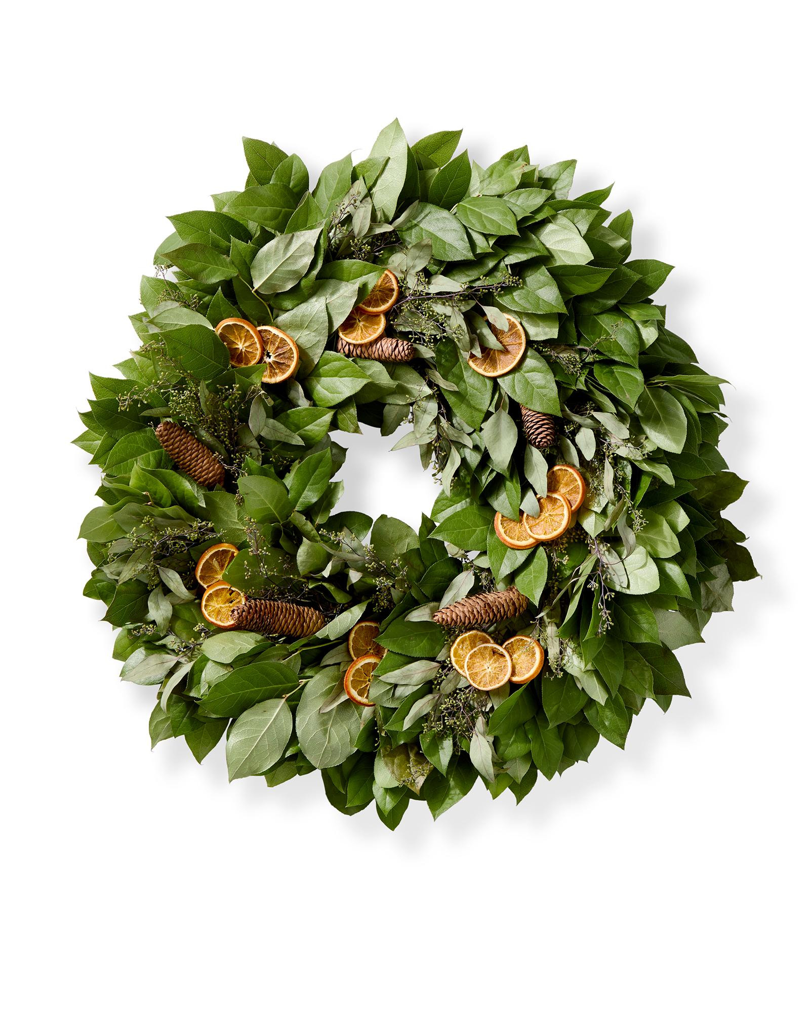 Fresh Orange Pinecone Wreath | Serena and Lily