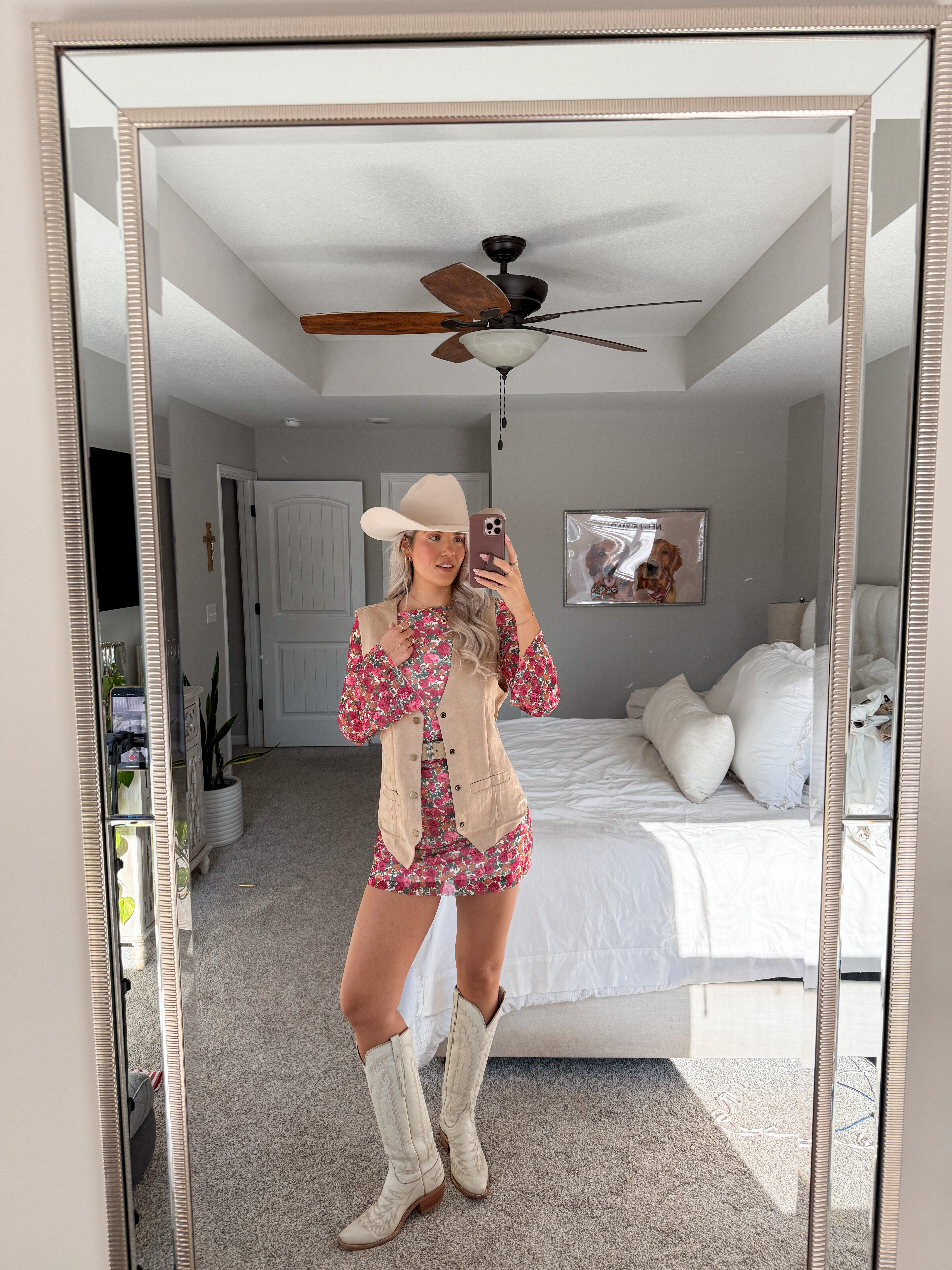 
my dress is originally amazon but sold out — i found the same one on SHEIN i think! i’m in a medium. size way down in the vest if you can. it’s men’s (i’m 5’10) - it’s oversized

western fashion, western wear, cowgirl chic, country concert, rodeo outfit 

#LTKFindsUnder50 #LTKStyleTip #LTKSaleAlert