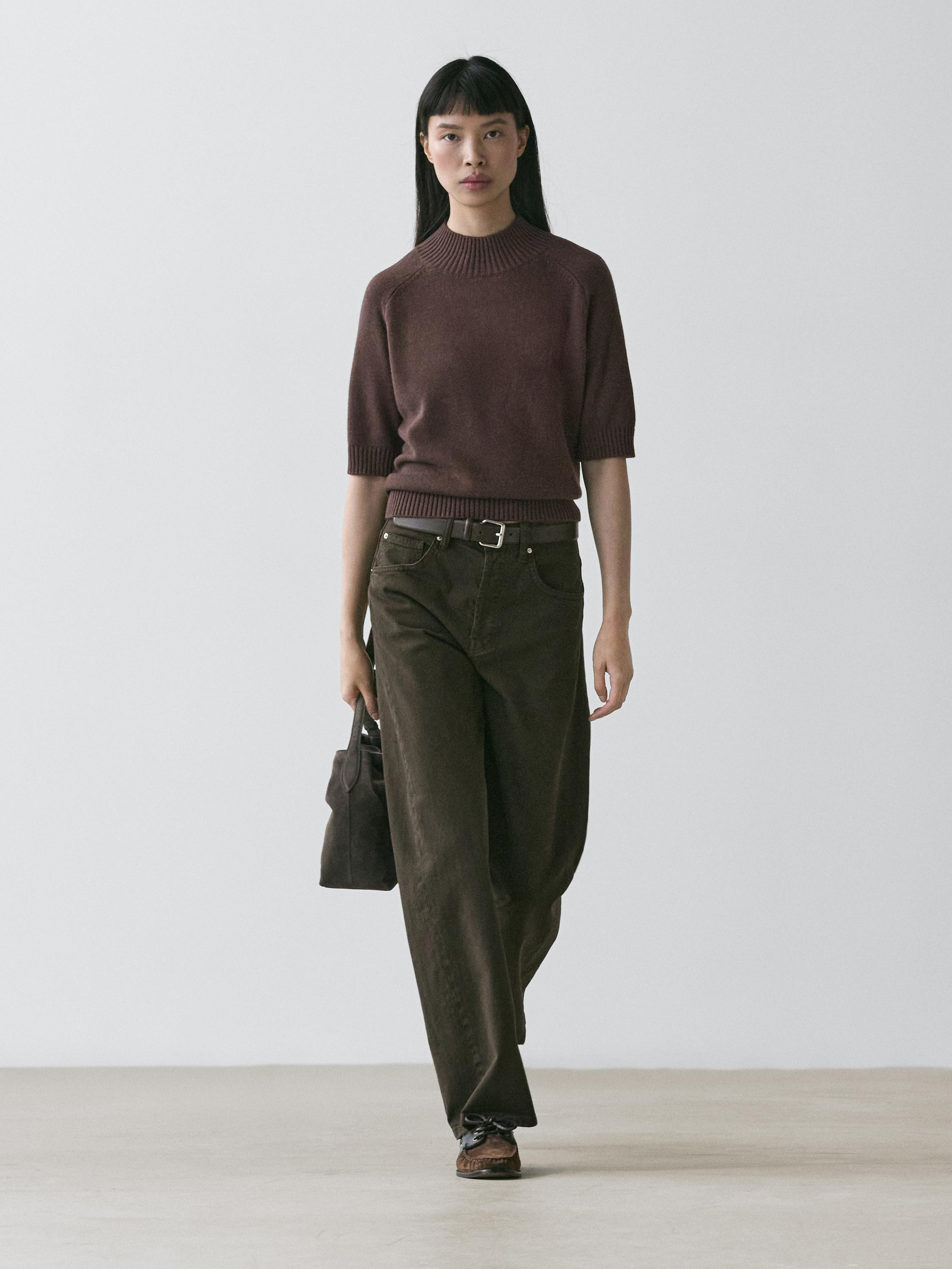 Cotton blend knit sweater | Massimo Dutti UK