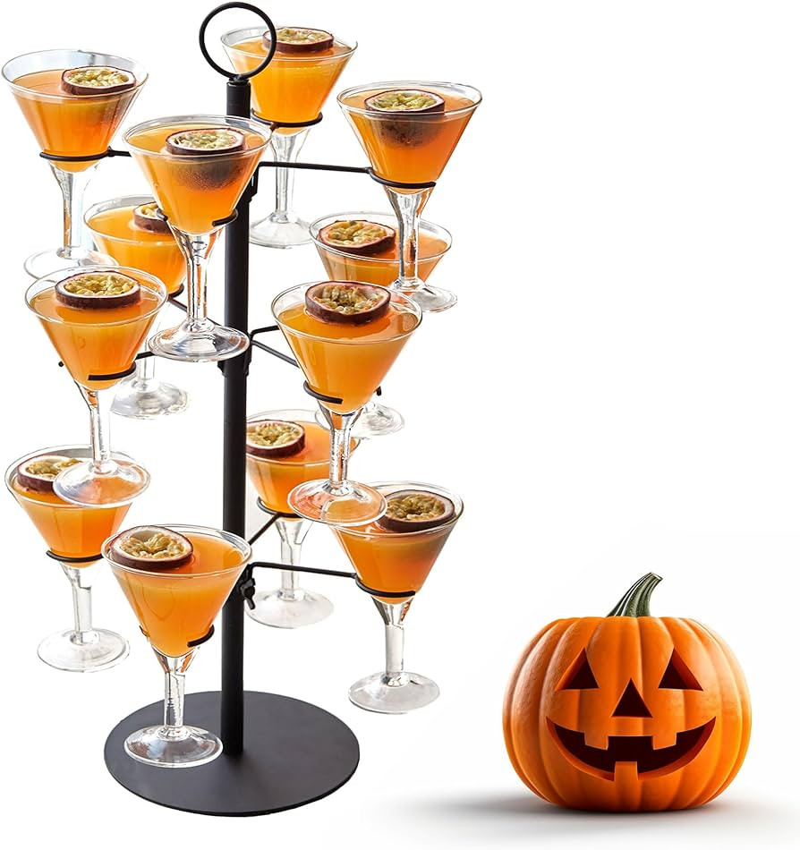 Cocktail Tree Stand, Metal Drink Tower, 3 Tier - 12 Holders For Champagne, Martini, Margarita Cup... | Amazon (US)