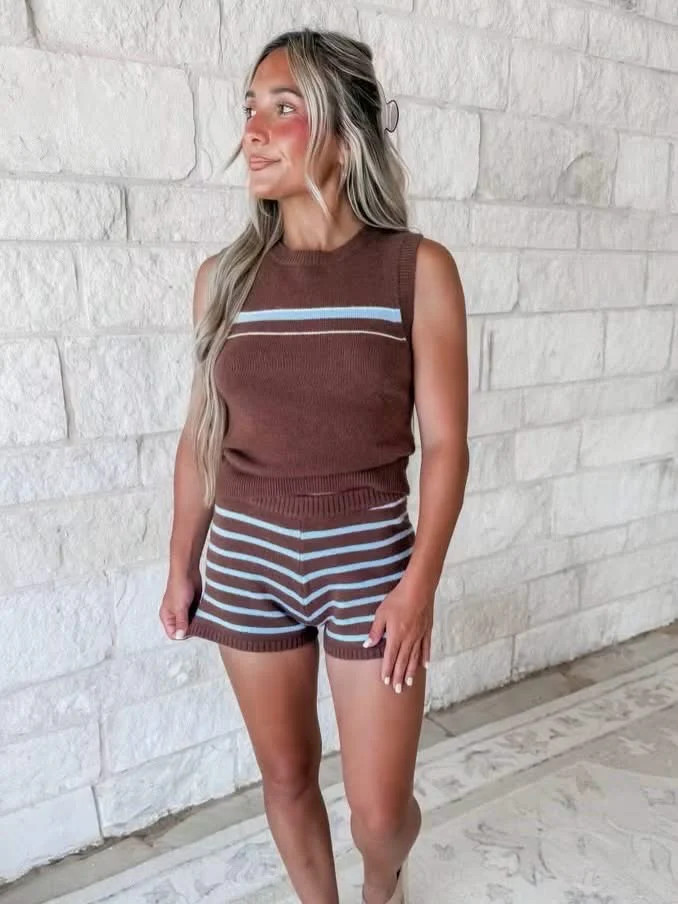 Nelly Knit Tank and Striped Shorts Set | CK Squared Boutique