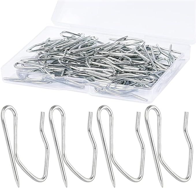 Metal Curtain Hooks, 58PCS Drapery Hook Pins 1.2 Inch Stainless Steel Pin-on Hooks for Window Cur... | Amazon (US)