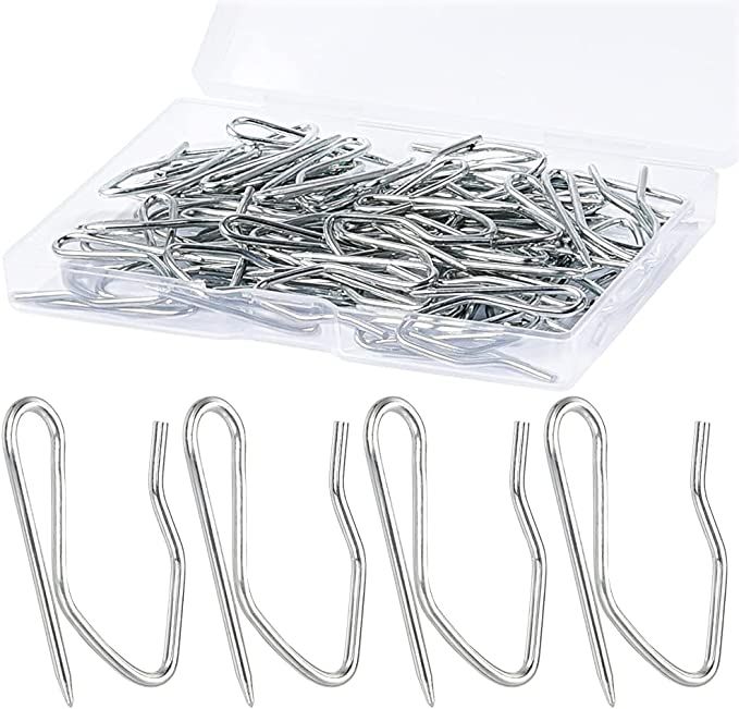 58pcs Metal Curtain Hooks, Sopito 1.2 Inch Drapery Pin and Hook for Pleated Drapes, Stainless Ste... | Amazon (US)