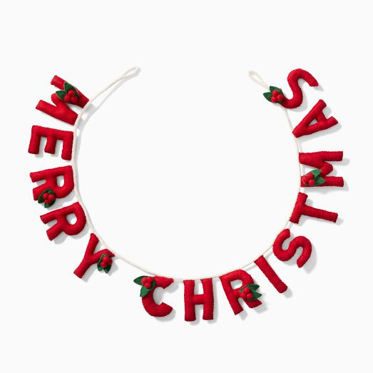 Felt Merry Christmas Garland w/ Holly Leaves | West Elm (US)