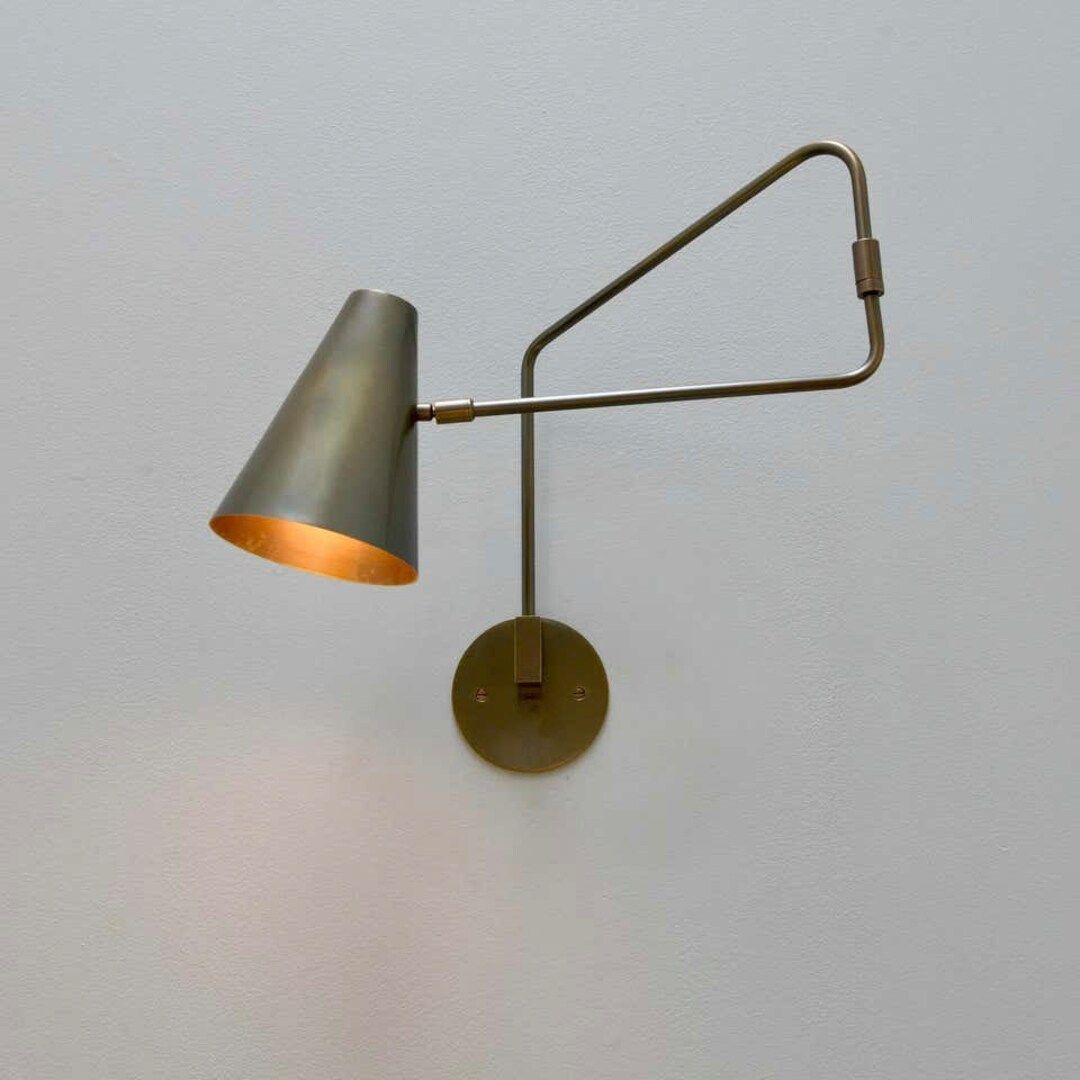 1 Light Shades Curved Arm Handmade Vintage Wall Mid Century Antique Brass Sputnik chandelier ligh... | Etsy (US)