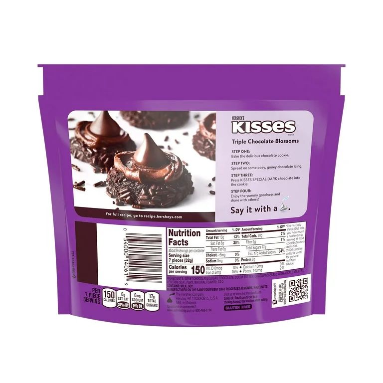 Hershey's Kisses SPECIAL DARK Mildly Sweet Chocolate Candy, Share Pack 10 oz | Walmart (US)