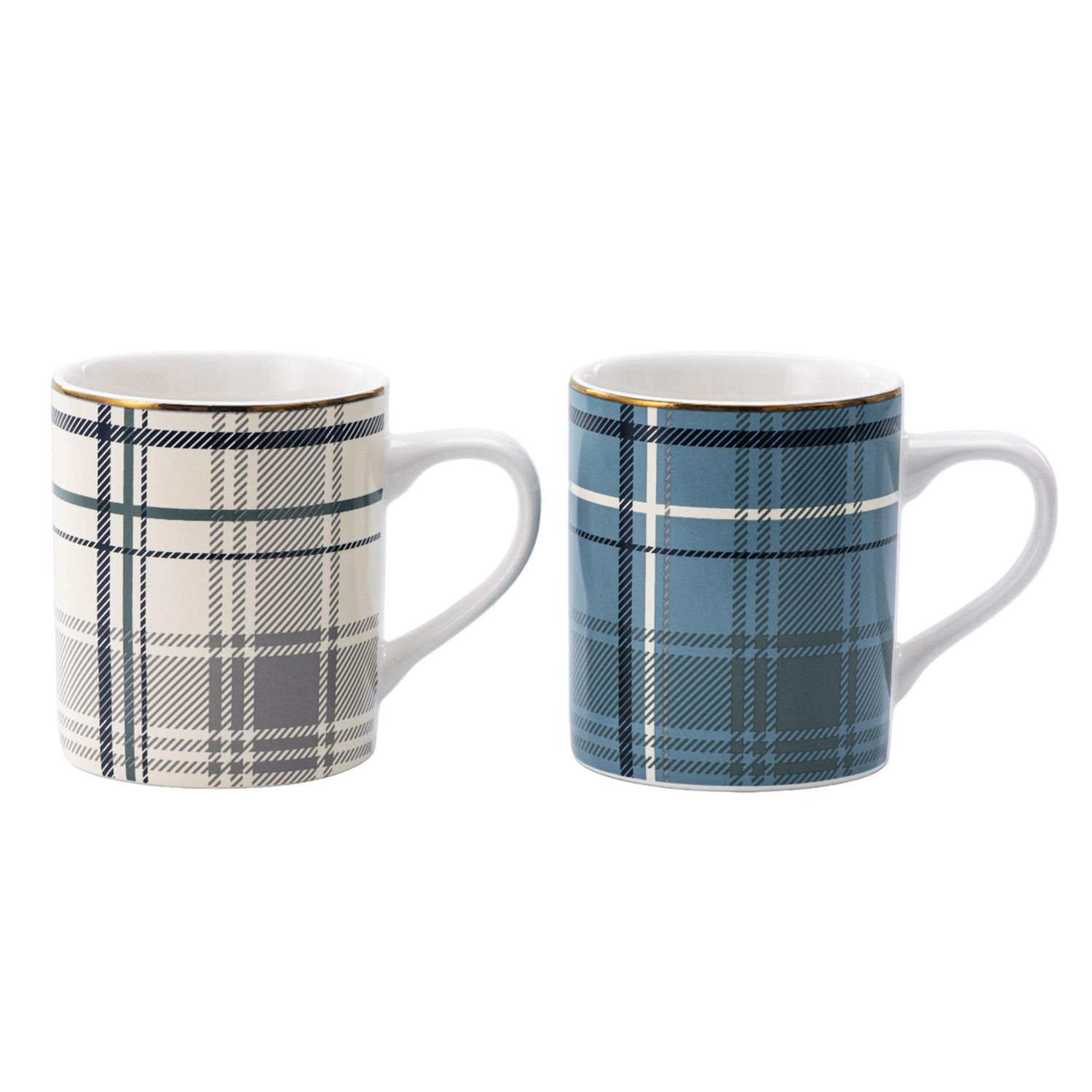 FRAÎCHE Holiday Plaid Mug Set, 2 pack, 2-Piece Mug Set, Ceramic | Walmart (CA)