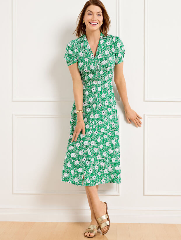 Puff Sleeve Shirtdress - Ditsy Vines | Talbots