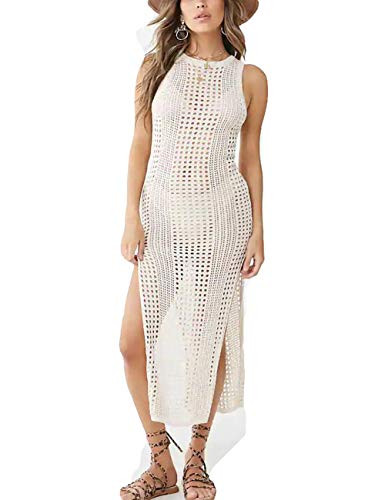 Bsubseach Womens Swimsuit Crochet Cover Up Sleeveless Bikini Swimwear Bathing Suit Beach Dress | Amazon (US)