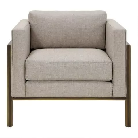 Bronze metal and 2025 taupe nicklas upholstered chair