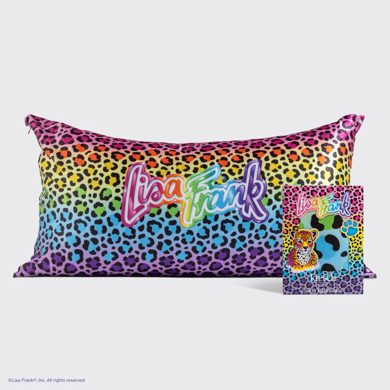 Lisa Frank x Kitsch King Satin Pillowcase in Rainbow Leopard - King | Kitsch