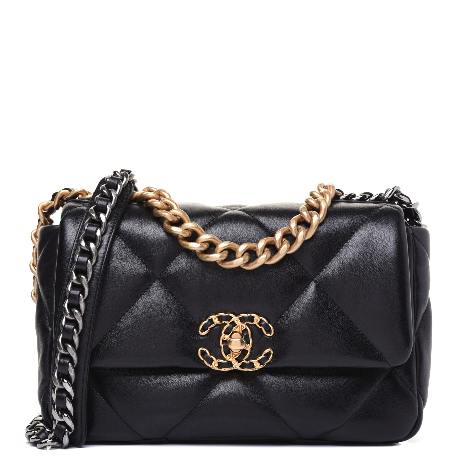 Lambskin Quilted Medium 19 Flap Black | Fashionphile