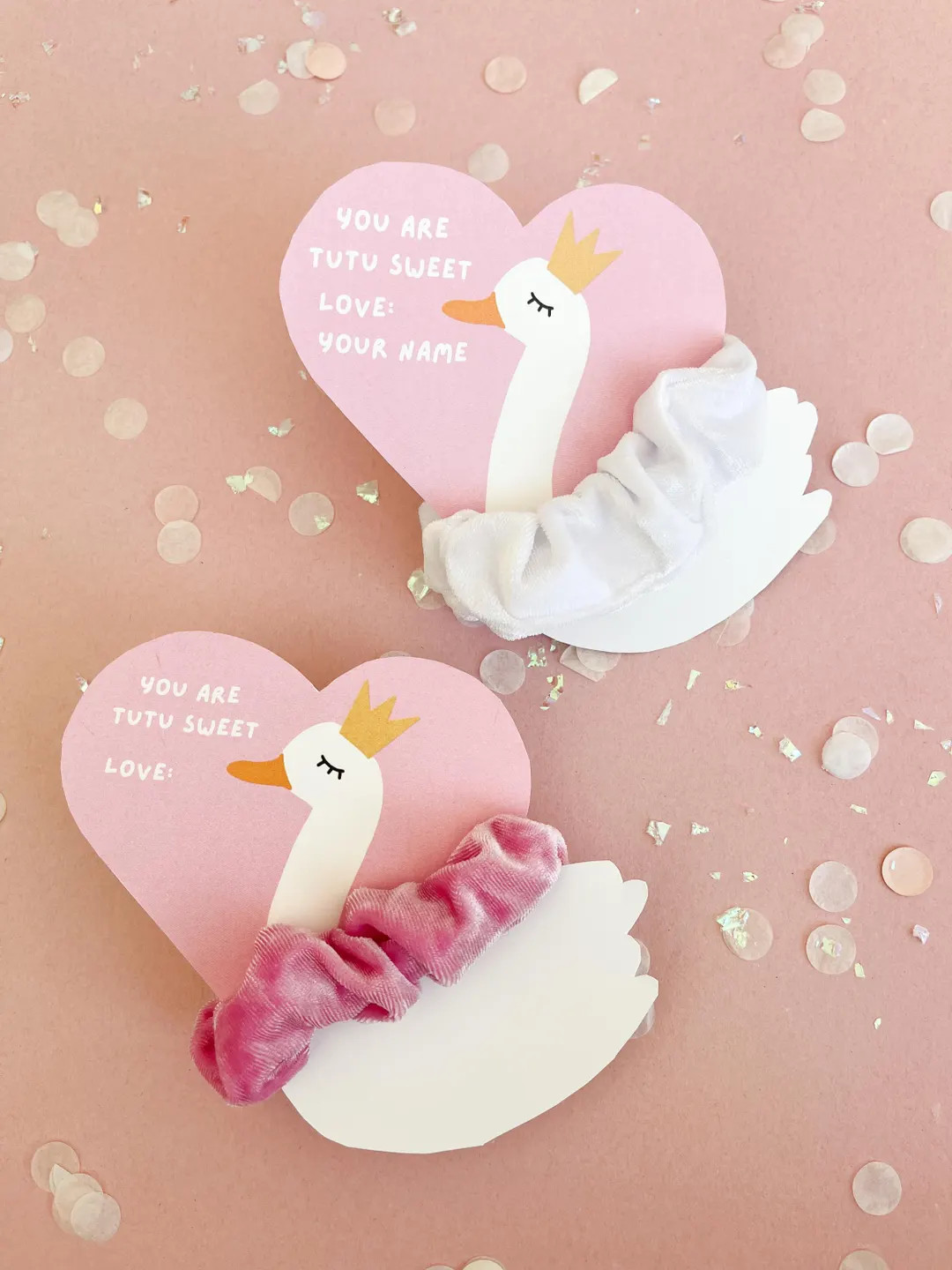 Ballerina Scrunchie Holder Printable Swan Princess Party Favors, Scrunchie Card for Valentine, Bi... | Etsy (US)