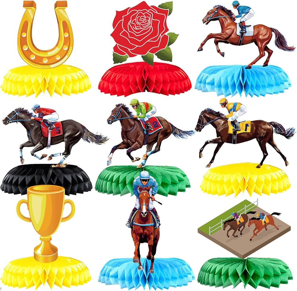 9 Pieces Kentucky Derby Honeycomb Table Centerpieces, Talk Derby to Me Run for the Roses for Hors... | Amazon (US)