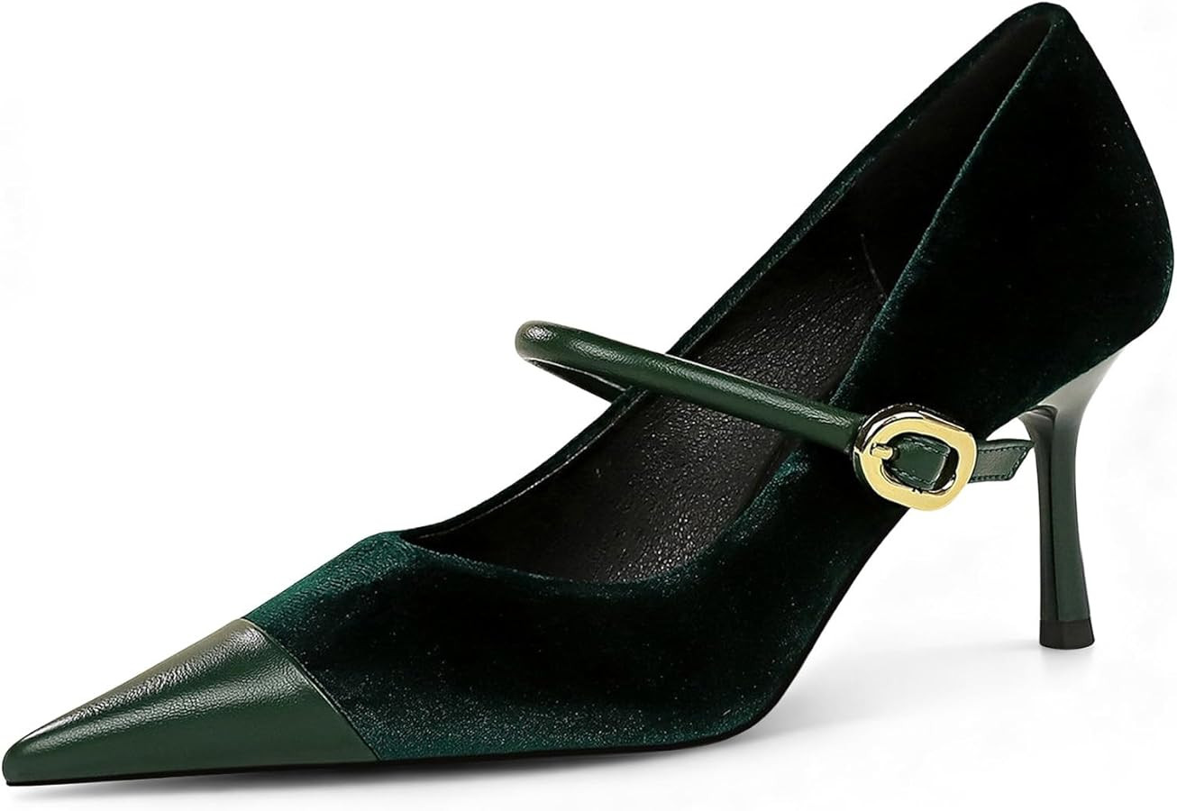 baobeijiadao Womens Pointed Toe Heeled Pumps Slip On Stiletto Heels Single-Strap Wedding Evening ... | Amazon (US)