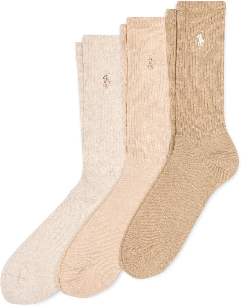 Polo Ralph Lauren Men's Ribbed Casual Crew Socks -3 Pair Pack- Cotton Comfort & Heel-toe Reinforc... | Amazon (US)