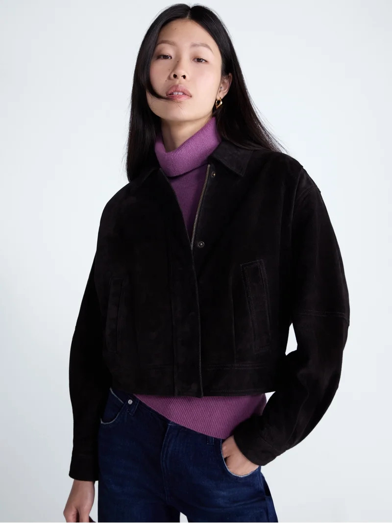 Scoop Women\u2019s and Women\u2019s Plus Cropped Suede Jacket, Sizes XS-XXL | Walmart (US)