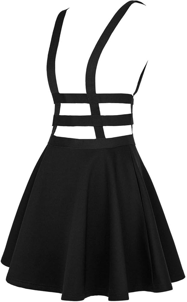 EXCHIC Women's Braces Skirt Pleated A-Line Suspender Mini Skirt | Amazon (US)