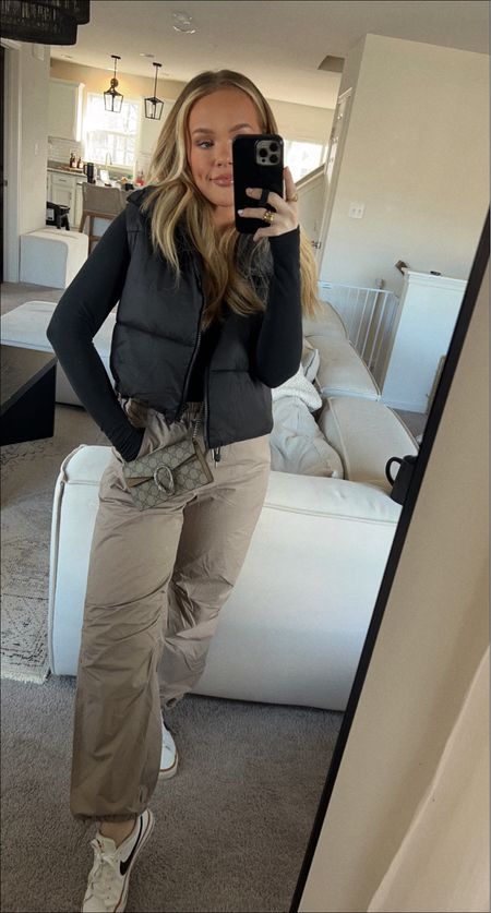 Cargo and puffer vest outfit. Casual outfits. Abercrombie. Mom outfit. Winter outfit. 

small pants
small bodysuit
medium vest

#LTKunder50 #LTKsalealert #LTKunder100