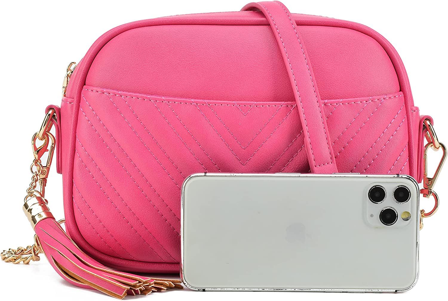 Lola Mae Quilted Crossbody Bag, Trendy Design Shoulder Purse (Hot Pink): Handbags: Amazon.com | Amazon (US)