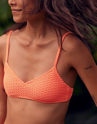 Aerie Textured V Scoop Triangle Bikini Top | American Eagle Outfitters (US & CA)