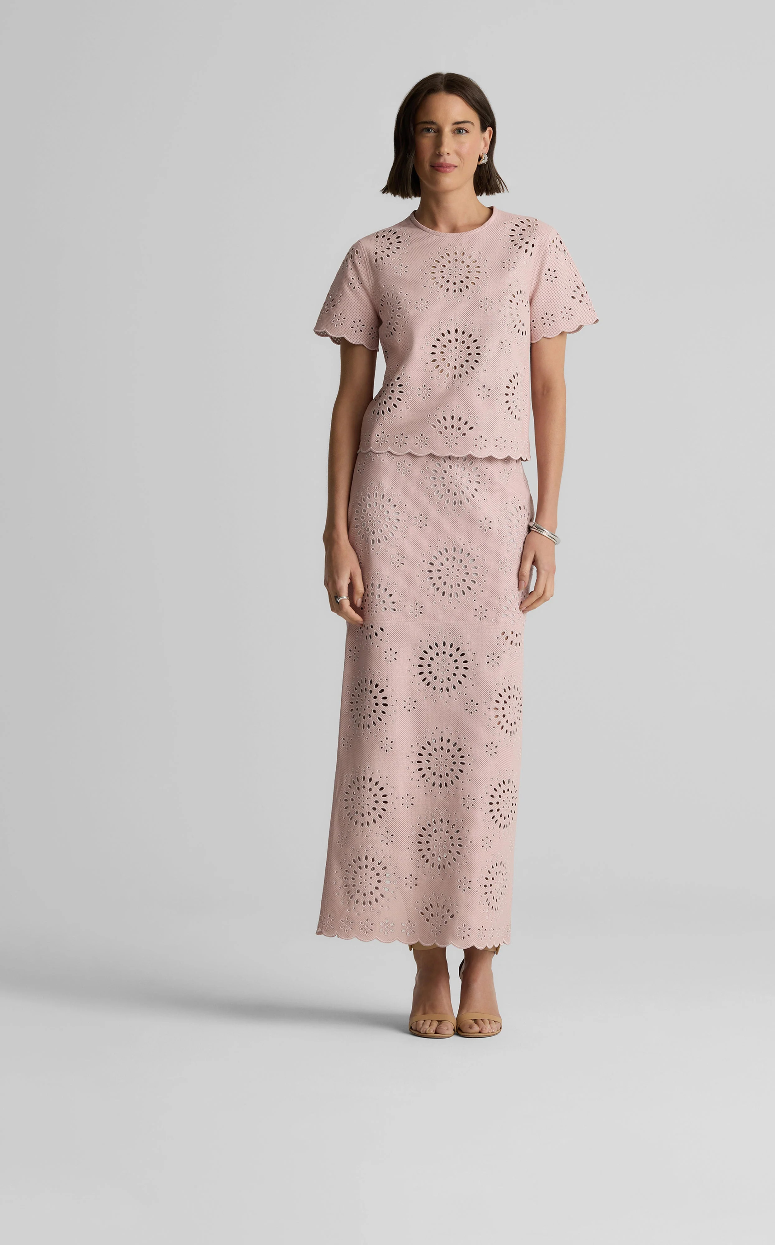 Ashton Top in Laser Cut Leather | St. John Knits