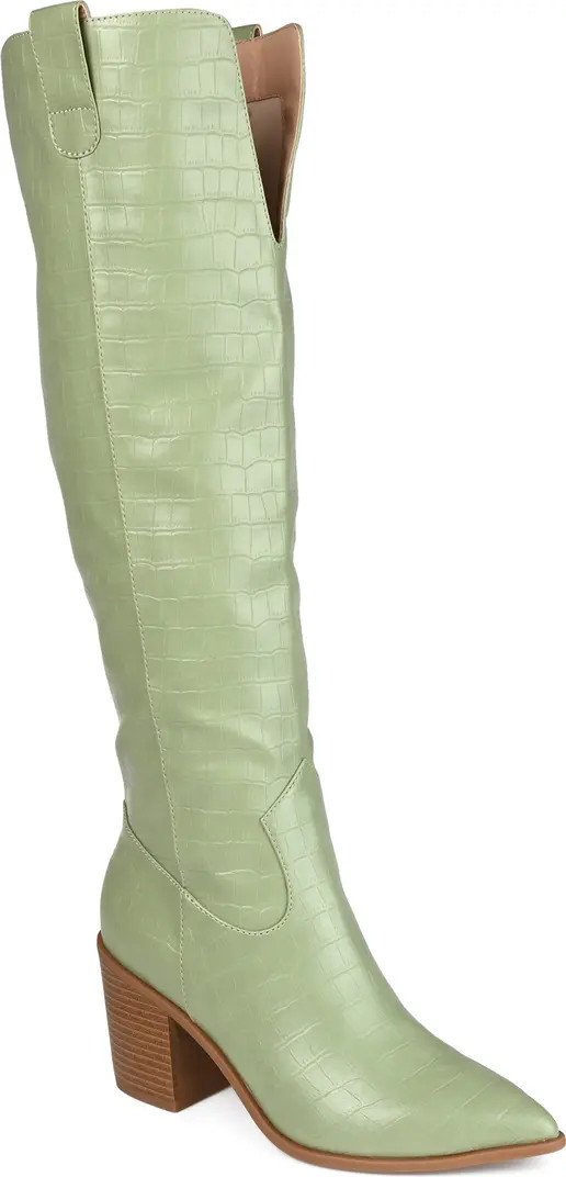 Journee Collection Therese Tall Croc Embossed Western Boot - Wide Calf | Nordstromrack | Nordstrom Rack