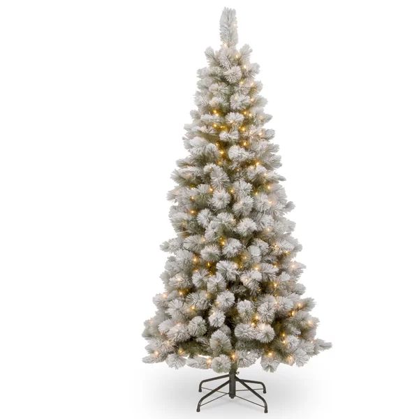 7.5' White/Green Pine Christmas Tree with 350 Clear/White Lights | Wayfair North America