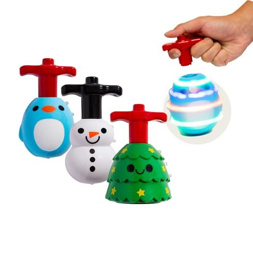 Light Up Christmas Spinning Tops (3 Pack – Penguin, Christmas Tree, Snowman) – LED Holiday Spinner Toys, Stocking Stuffer, Party Favor, Secret Santa Gift for Kids & Adults | Amazon (US)