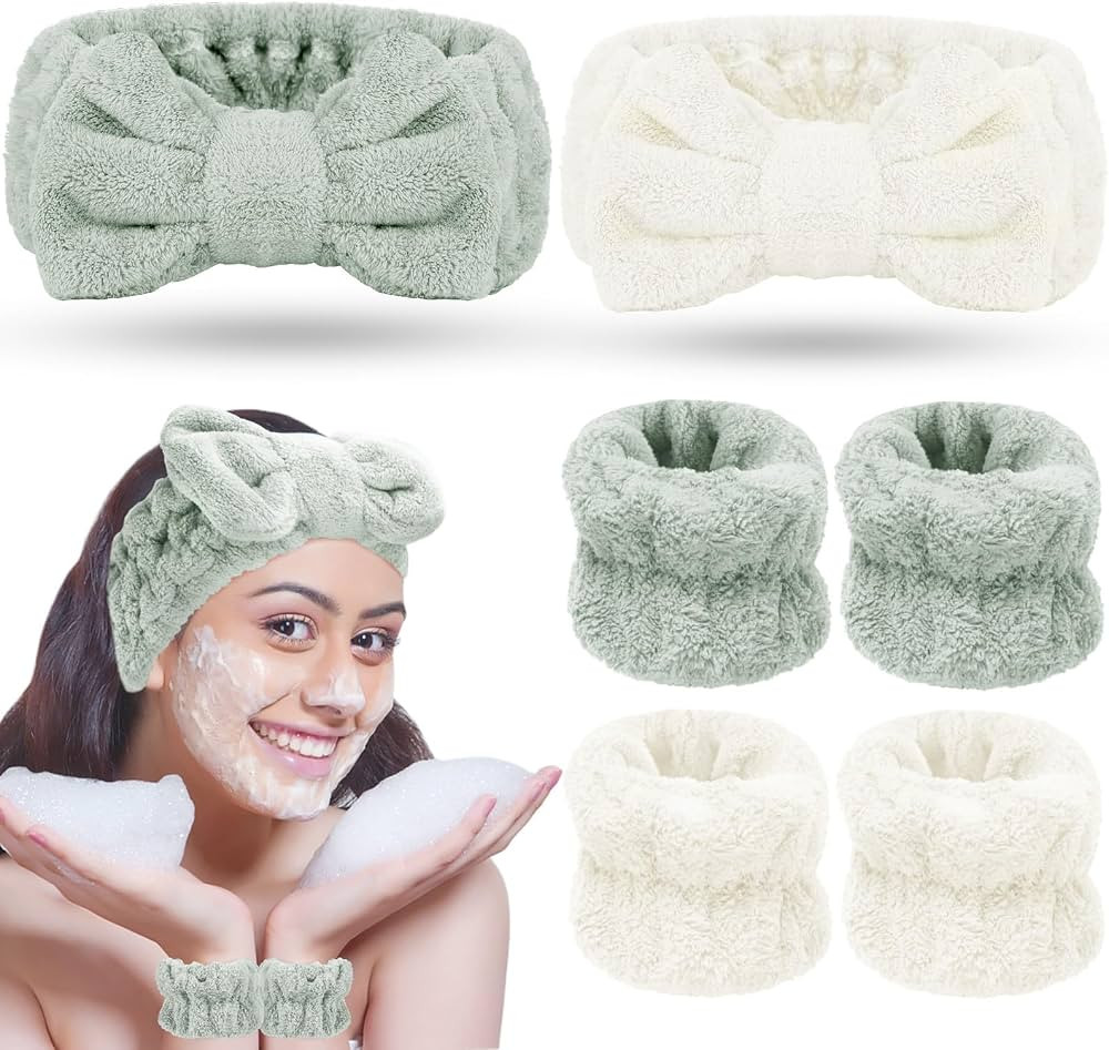 Pimoys 6 Pieces Spa Headband and Wristband Set, Women’s Makeup Headband Face Wash Headbands wit... | Amazon (US)