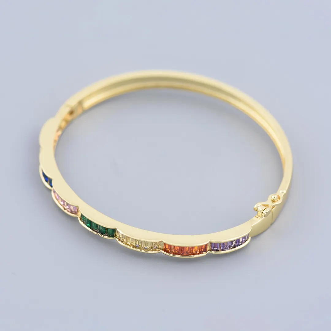 18K Gold Filled Openable Bangle,luck Charms,gold Bangle, Micropavé Colorful CZ Round Bangle,gift... | Etsy (US)