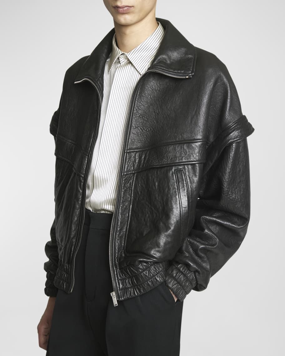 Saint Laurent Men's 80s Leather Bomber Jacket | Neiman Marcus