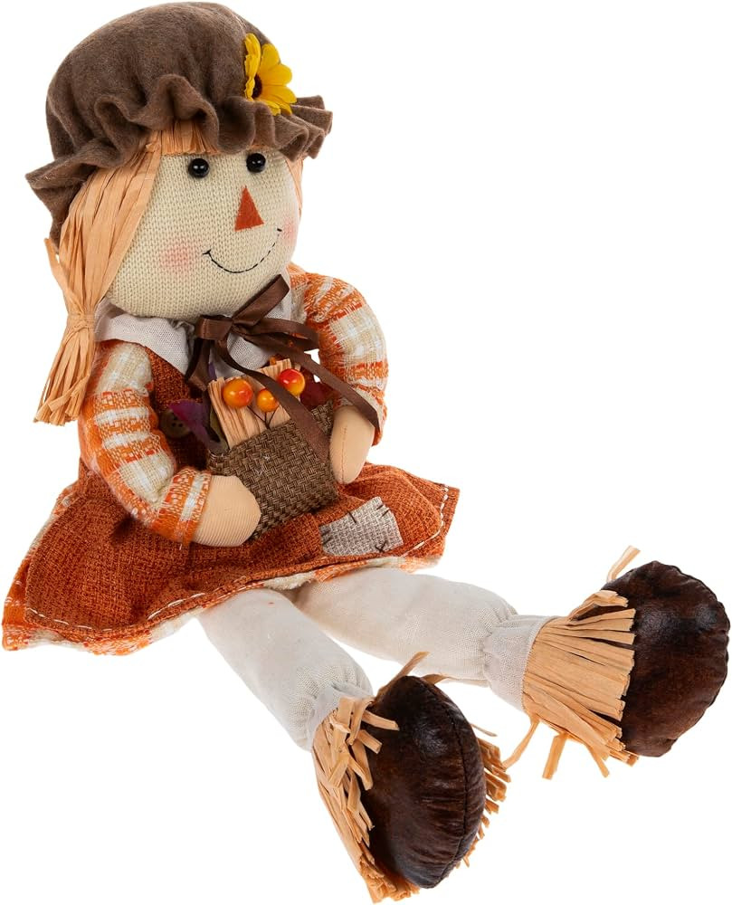 Fall Scarecrow Decor, Fabric and Stone, 11.25" H x 7" W x 4.75" D | Amazon (US)