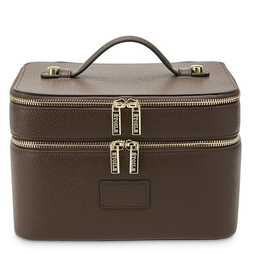 ETOILE - Duo Vanity Case Espresso - Large Functional Travel Makeup Bag Organizer with Removable Divider & Mirror | Amazon (US)
