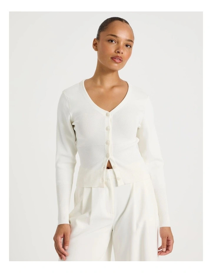 BlaqV-Neck Knit Cardigan in Cream | Myer