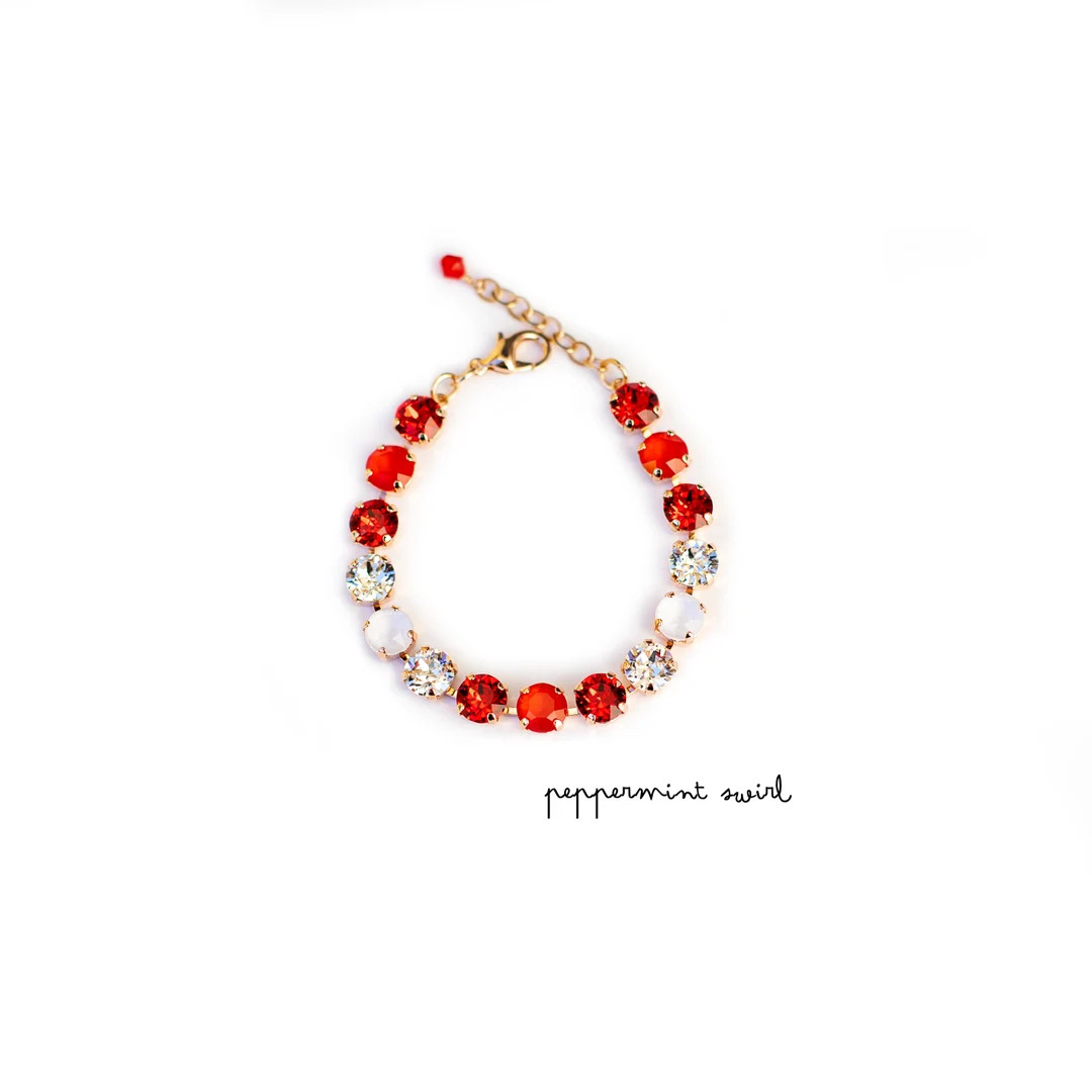 Peppermint Swirl 8mm Bracelet Choose Setting Color - Etsy | Etsy (US)