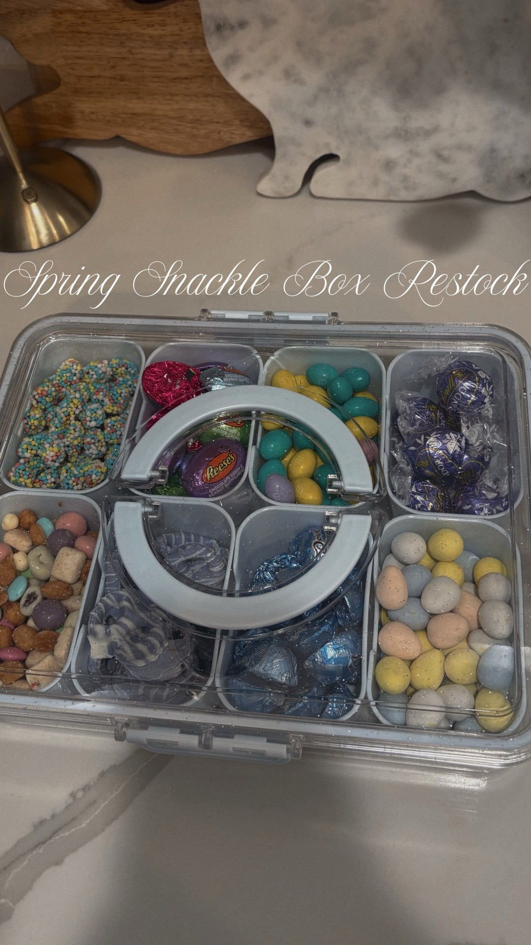 Easter/ Spring Candy Snackle Box Restock
I love a good candy restock and Easter Candy is top on my list! Which one would be your favorite?!?
#eastercandy #springcandy #snackbox #snacklebox #snacks #candy #candyrestock #nerdclusters #cadburyeggs #reeses #bunnybait #favoriteday #lindor #m&m 


#LTKOver40 #LTKSeasonal #LTKfoodie