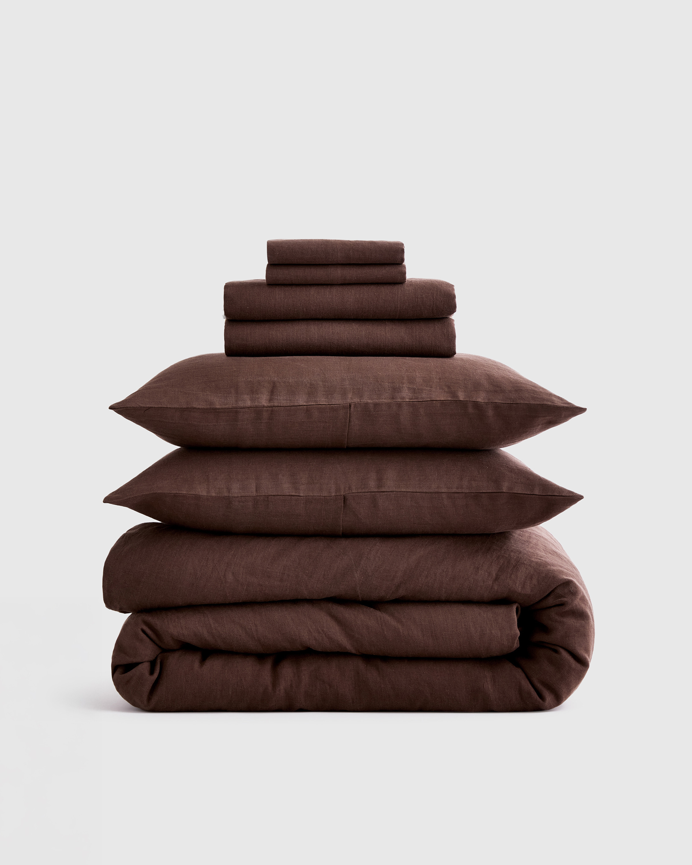 Quince | European Linen Deluxe Bedding Bundle in Espresso, Size Queen | Quince