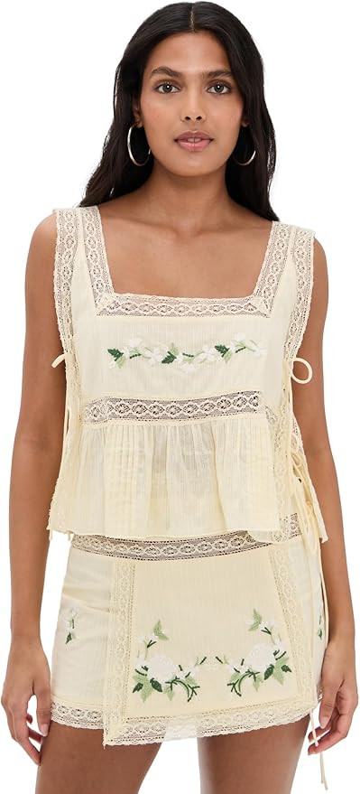 For Love & Lemons Women's Jolene Embroidered Top | Amazon (US)