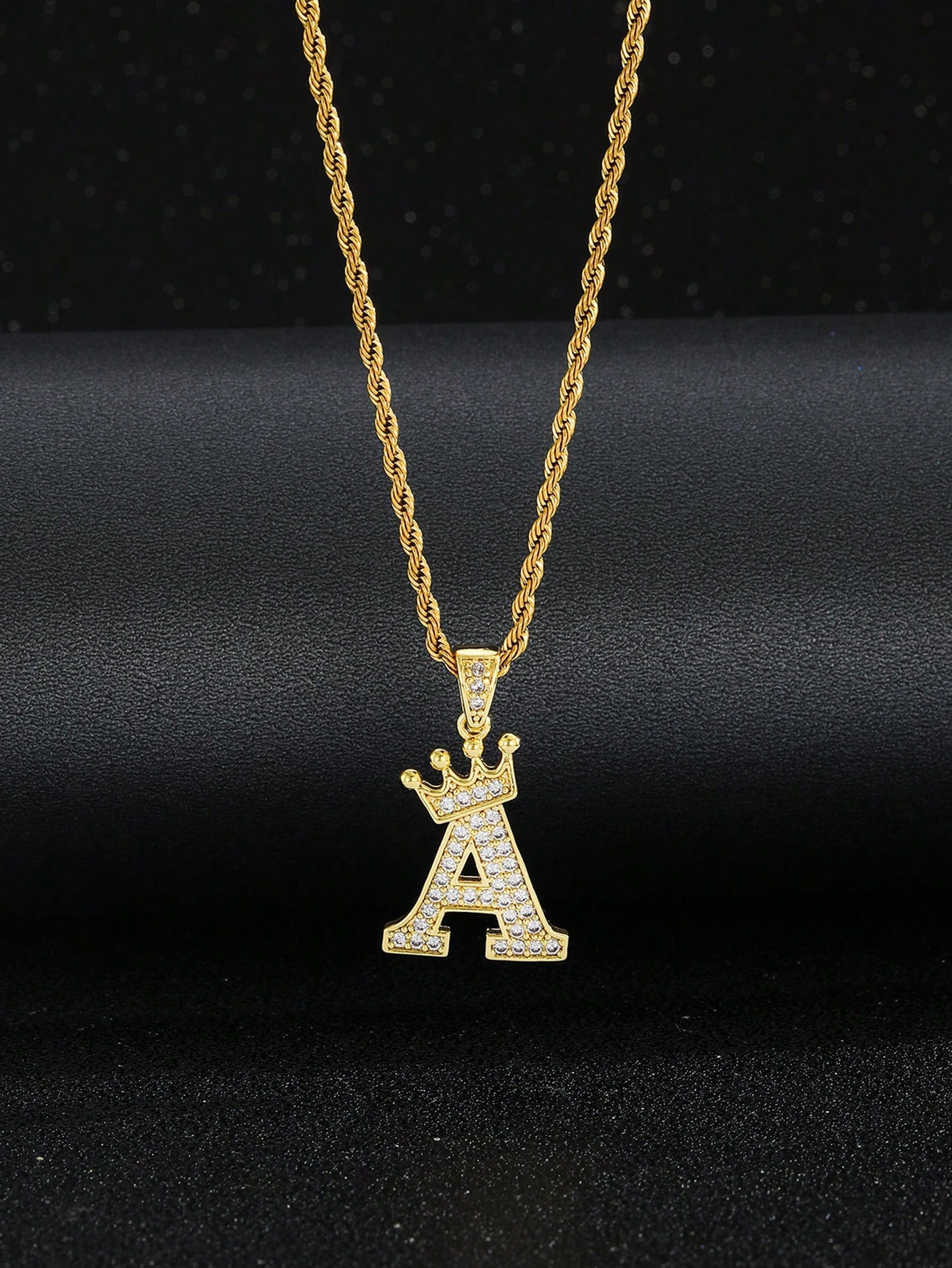 1 Pc Fashion Popular Initial Letter & Crown Pendant Stainless Steel Twist Chain Necklace For Men ... | SHEIN