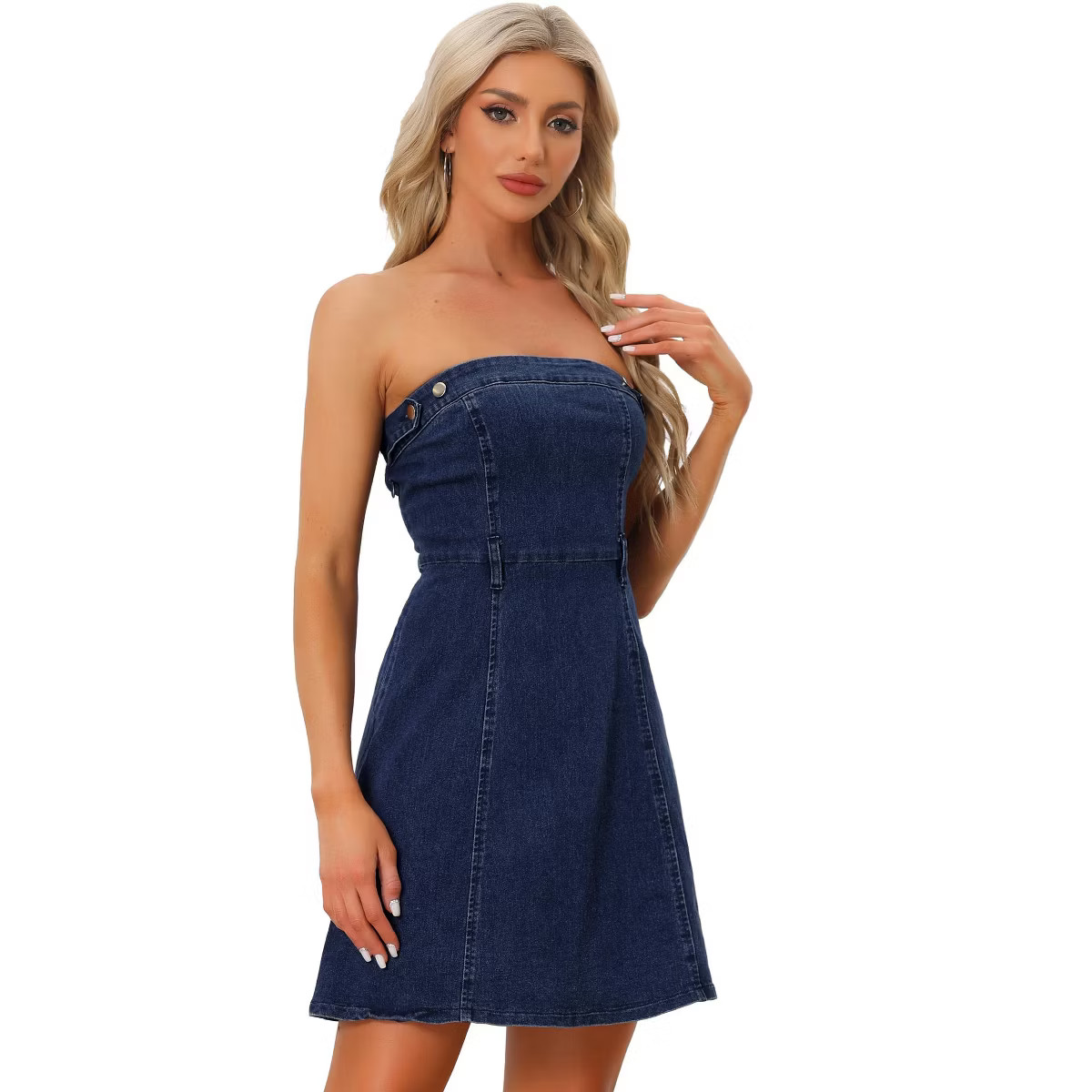 Allegra K Women's Strapless Sleeveless Denim Mini Dress | Target