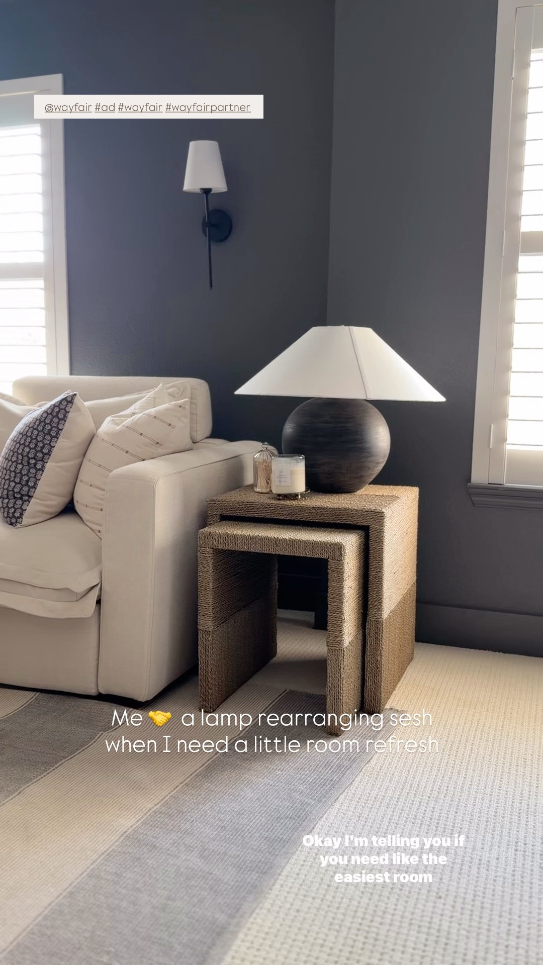 #ad I've always loved this @wayfair lamp so decided to rearrange it up to our loft for a little refresh! It's the perfect versatile statement lamp - linking a few other Wayfair favorites, including nesting tables and the vase I love using here too! #wayfair #wayfairpartner  

 #LTKHome