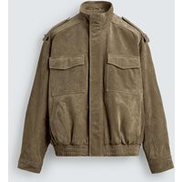 Zara - Suede Leather Jacket - Beige - S - Man | Zara UK