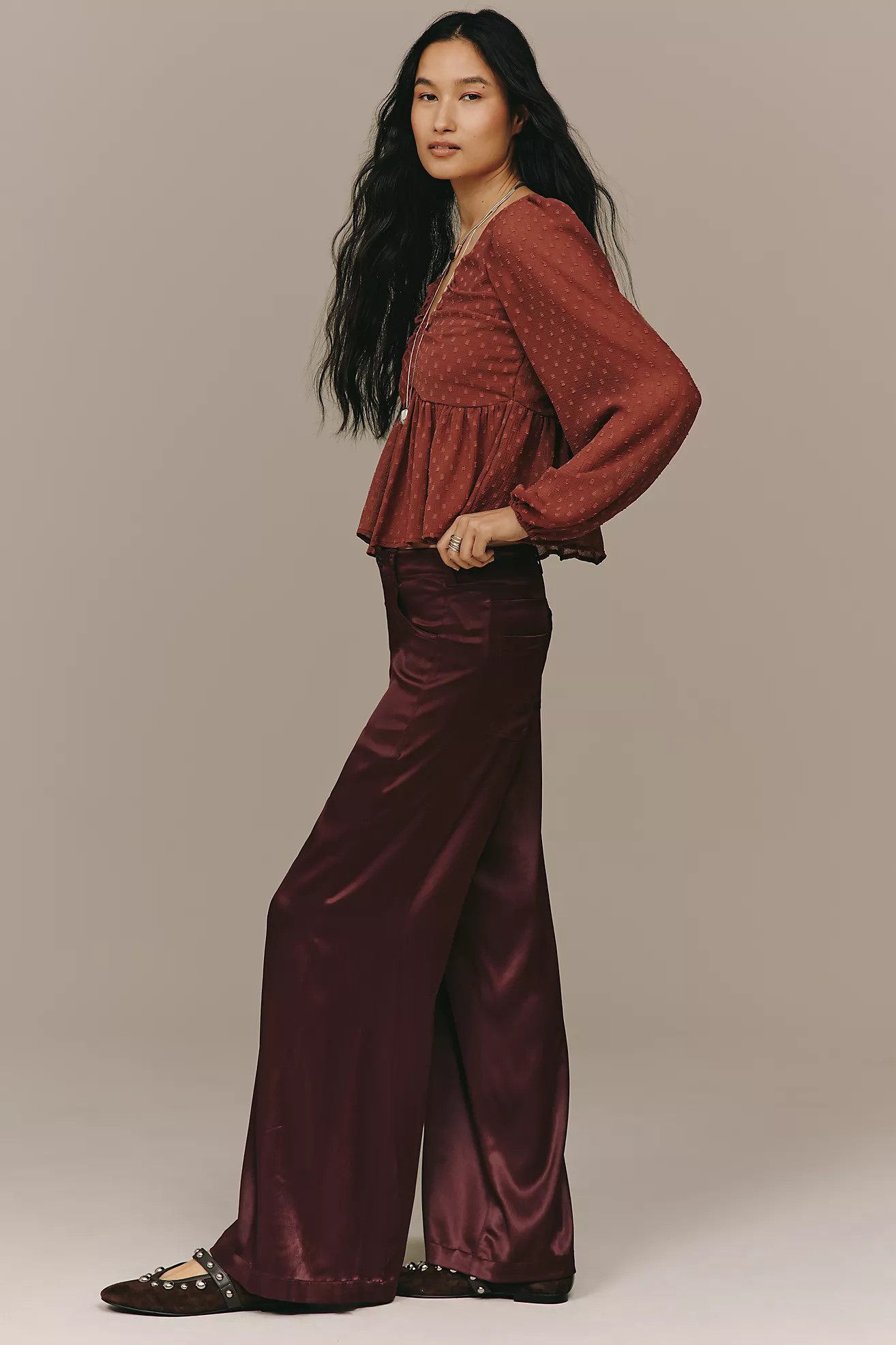 The Adi Silky Mid-Rise Flare Pants by Pilcro | Anthropologie (US)